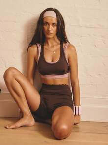 Aralina 休闲服饰扇贝腰带运动春夏度假沙滩修身骑行短裤巧克力色 - 咖啡棕 - 查看 7