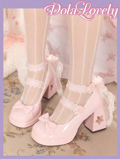 Dola Lovely Tacones altos de moda y lindos con diseño de hebilla y lazo para mujer