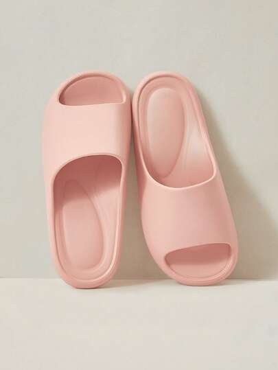 Cuccoo Zapatos de mujer color rosa, nuevos, ligeros y silenciosos con moldeado integrado, de punta abierta, suela gruesa, tacón plano, estilo simple de viento, de goma EVA y plástico, tipo chancla para uso diario, en el hogar, el baño y la playa