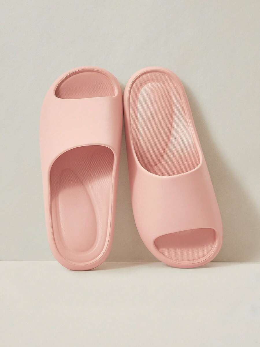 Cuccoo Women Shoes Pink, New, Light And Silent Integrated Molding Open-Toed Thick-Bottomed Flat-Heeled Simple Wind EVA Rubber And Plastic Drag, Daily Home Bathroom And Beach Wear Slippers - Ice pink - View 1