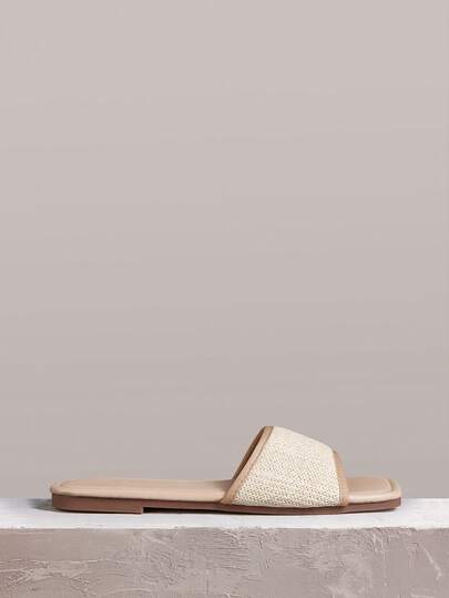 Styleloop Sandalias deslizantes con hebilla de metal elegante y cómoda punta cuadrada para mujer, adecuadas para ir al trabajo, vacaciones, uso al aire libre, moda de verano