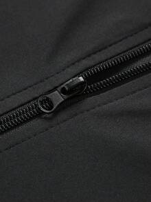 Manfinity Homme Men's Casual Everyday Commute Minimalist Letter Print Zip-Up Hooded Jacket, Suitable For Spring And Autumn - Black - View 7