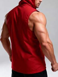 Manfinity Homme Men's Contrast Color Hooded Minimalist Vest - Red - View 3