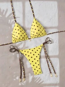 Swim Vcay Springbreak Women's Polka Dot Sexy Halter Bikini Swimwear Set - Multicolor - View 6