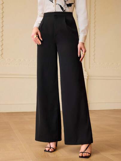 ZEYLAH Women's Solid Color Casual Versatile Commuting Suit Pants