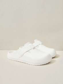 Women Shoes Spring, Summer And Autumn New Models, Buckle Flat Heel, Simple Casual Ins Style EVA Rubber And Plastic Mule Mop, Daily Commuting Home Beach Slippers, Outer Wear Holiday Bathroom Slippers - bright white - View 3