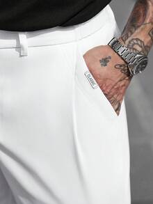 Manfinity CasualCool 男士白色梭织弹力腰休闲短裤 - 白色 - 查看 4