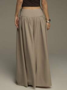 COSMINA Women's Elegant Ruched Loose Wide-Leg Pants, Versatile For Commuting, Office, Daily Wear, Vacation, Casual, Spring - Khaki - View 7