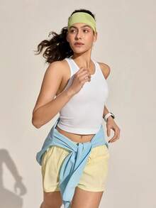 Exploreva 女士户外瑜伽运动背心；罗纹露背休闲透气健身背心 - 白色 - 查看 7