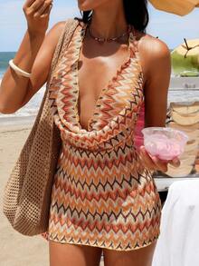 Swim Vcay 女士热带水果元素U型露背时尚修身连体泳衣罩衫，夏季 - 彩色 - 查看 3