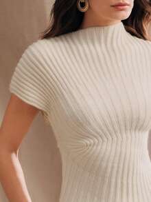 Anewsta 新款春夏通勤百搭时尚优雅简约针织上衣 - 杏色 - 查看 1