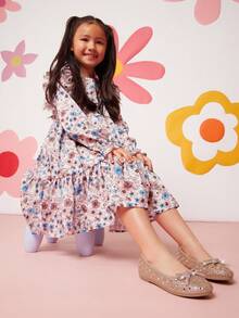 Mini mi #PrincessGlam 女童圆头全钻蝴蝶结亮片玫瑰金芭蕾平底鞋 – 闪亮、优雅又舒适 - 玫瑰金 - 查看 8