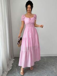 Modelyn Vestido rosa elegante y romántico para vacaciones de mujer - Rosa - Ver 1