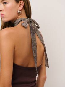 Nöista Paisley Print Halter Top Features An Intricate By A Fitted Ribbed Waist. Boho, Festival , Summer, Spring. - Rust Brown - View 6