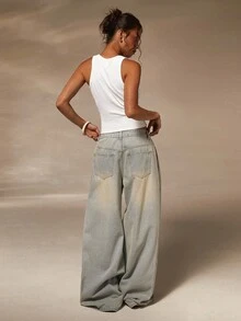 Athîral Women's Embrodiered Slogan Racer Tank Top Casual Top - White - View 5