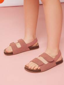 Mini mi #ComfortLite Kids' Elastic-Slingback Double-Band Ultra-Light Soft-Footbed Premium Faux Leather Pink Sandals – Comfy, Secure & Flexible - Pink - View 2