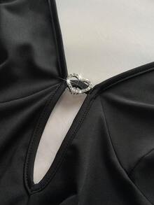NU&NOW Vestido plus size sexy com decote halter e costas nuas - Preto - Ver 7