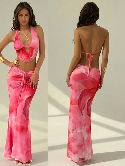 Aloruh Woman's Vacation Tie-Dye Draped Neck Cropped Tank Top & Mermaid Ruffle Skirt Sexy Set Summer Summer Outfits Summer Clothes Beach Outfits For Woman Beach Vacation Vacation Outfits Woman Boho Tropical Vacation Woman Clothe Floral Mesh Women Beach Outfits Women Beach Outfits Pink Gradient Print Suit Tropical Vacation Woman Clothe,Summer Sets Summer Summer Dress  Summer Dresses For Women 
Summer Outfits   Summer Clothes   Summer Outfits For Women Summer Holiday Outfits