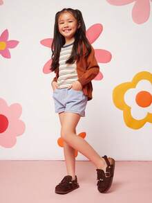 Mini mi #SweetPrincess Girl's Tassel & Bead Decor Soft-Footbed Suede Coffee Slingback Clog With Lightweight EVA Outsole – Cute, Cozy & Comfortable - Brown - View 4