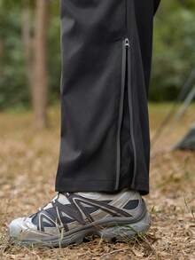 SHEIN In My Nature Women's Zipper Pocket Straight Loose Hiking Pants - Black - View 1