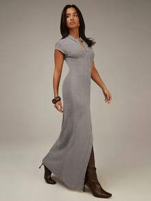 Athîral 女士休闲条纹连衣裙 - 灰色 - 查看 4