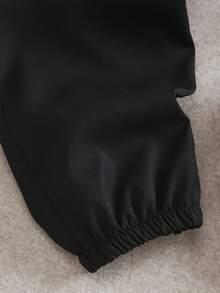 Mirajuku Teenager (Boys) Pants, Big Boy Casual Printed Trousers, Contrast Gradient Letter & Gradient Print, Elastic Waist, Daily Wear, Loose Street Fashion - Black - View 4