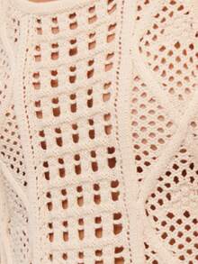 Nöista 钩针编织上衣，下摆饰有环状细节。配有可调节细肩带。适合波西米亚风、节日、春季、夏季、复活节和海滩穿着。 - 杏色 - 查看 6