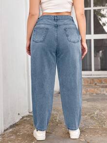 RueChic Plus Size  Tapered Casual Jeans - Medium Wash - View 2