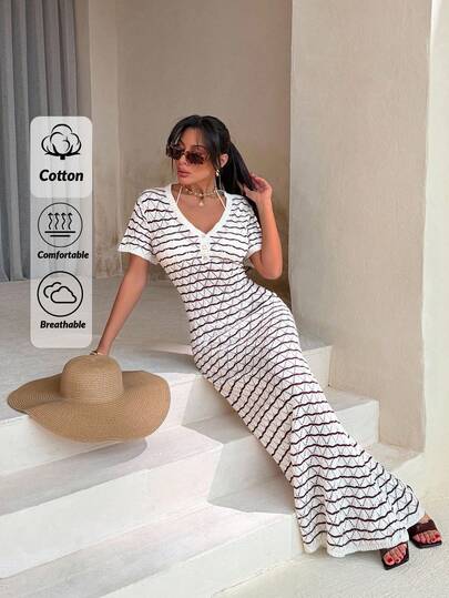 EURMUSE Women's Women Summer Crochet Beach Vacation Spring Resort Wear Boho Sun Dress Outfits For Women