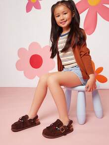 Mini mi #SweetPrincess Girl's Tassel & Bead Decor Soft-Footbed Suede Coffee Slingback Clog With Lightweight EVA Outsole – Cute, Cozy & Comfortable - Brown - View 5