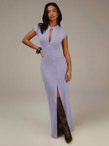 Athîral Women's Casual Striped Dress - Dusty Purple - View 1