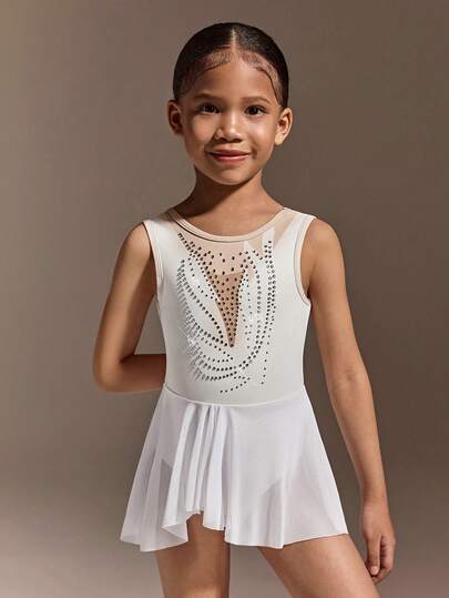 Maillot de ballet elástico blanco y suave para niñas, de tela agradable a la piel, adecuado para niños de 4 a 7 años, apto para ballet, gimnasia, práctica diaria, salidas, fiestas y otras ocasiones