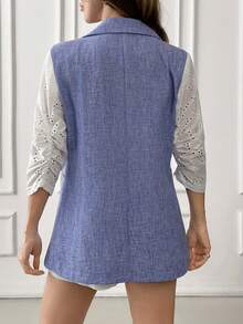 EURMUSE Women, Spring, Summer, Blazer, Boho, Blue, Travel, Vacation - Blue - View 2