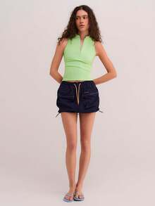 Athîral Ladies' Casual Sportswear Lemon Green Stand Up Collar Sleeveless Tight Fitting Sports Top For Spring And Summer, Suitable For Sports, Gym, Casual Daily Wear, Soft And Comfortable Stretch Fabric - Green - View 2