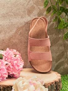 Mini mi #ComfortLite Kids' Elastic-Slingback Double-Band Ultra-Light Soft-Footbed Premium Faux Leather Pink Sandals – Comfy, Secure & Flexible - Pink - View 5