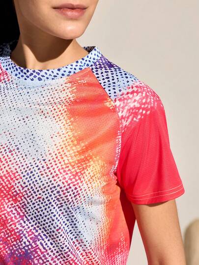 Exploreva Women's Casual Colorblock Outdoor Short Sleeve T-Shirt, Summer