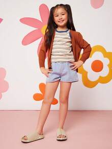 Mini mi #SweetBloom Kids' Side Flower Accents Sole Wide-Band Soft Footbed Nub Beige Slide Sandals– Cute, Comfy &Summer-Perfect - Beige - View 9