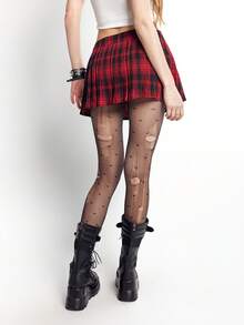 Bloopia 女士休闲性感迷你格子褶裥开衩裙 - 彩色 - 查看 2