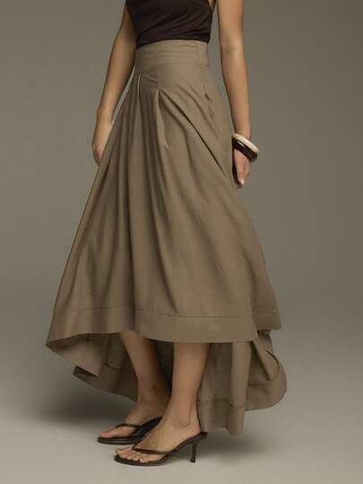 COSMINA 女士优雅前短后长百搭通勤休闲半身裙，适合春季穿着