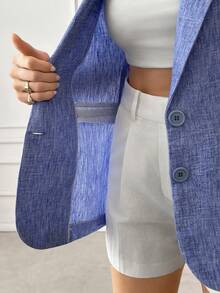 EURMUSE Women, Spring, Summer, Blazer, Boho, Blue, Travel, Vacation - Blue - View 6