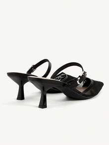 CUCCOO CHICEST 女士优雅花卉时尚尖头细高跟鞋 - 黑色 - 查看 4