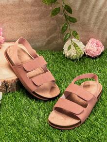 Mini mi #ComfortLite Kids' Elastic-Slingback Double-Band Ultra-Light Soft-Footbed Premium Faux Leather Pink Sandals – Comfy, Secure & Flexible - Pink - View 7