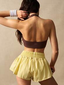 VARSIVA Áo ngực thể thao nữ màu trơn kiểu racerback mặc hàng ngày - màu nâu - Xem 8