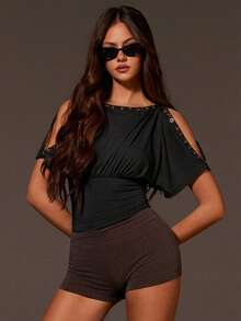 Athîral Women's Casual Gray Button-Up Versatile Blouse, Spring/Summer - Black - View 5