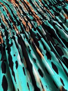 Maweii 大码女式梭织印花吊带性感连体裤 - 藍色 - 查看 7