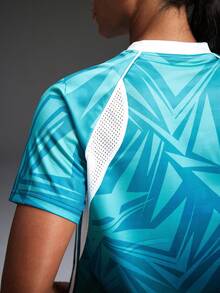 Jersey Sepak Bola Lengan Pendek Wanita Powerista, Kaos V-Neck Grafis Blok Warna 3D, Setelan Pertandingan Sepak Bola yang Bernapas dan Cepat Kering, Set Nama Kustom - Mint Green - View 4