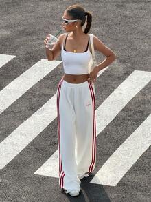 Muchica Women's Summer New White Textured Patchwork Loose Wide-Leg Pants - White - View 6