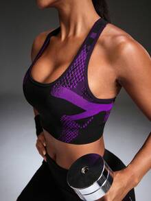 Powerista Áo ngực thể thao nữ phối màu tương phản, thích hợp cho tập luyện hàng ngày. - Màu tím - Xem 2