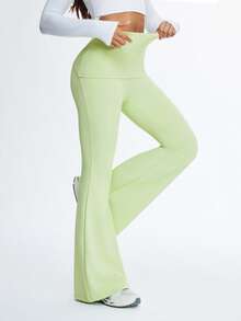 Eassivo Casual Letter Print Flared Sports Pants - Green - View 1