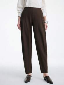 Aalyst Women's Chocolate Brown Flared Trousers,Low-Waist Patchwork Pocket Pants,French Retro Street Style,All Shades Of Brown,Autumn,Casual,Office,Minimalist - Chocolate Brown - View 1